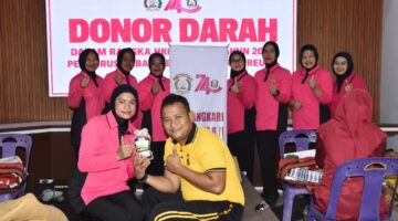 Peringati HKGB Ke-74, Bhayangkari Cabang Bireuen Gelar Olah Raga dan Donor Darah
